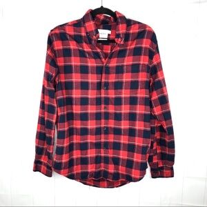 Men’s Goodfellow & CO Red and Navy Blue Flannel Button Down Long Sleeve Shirt